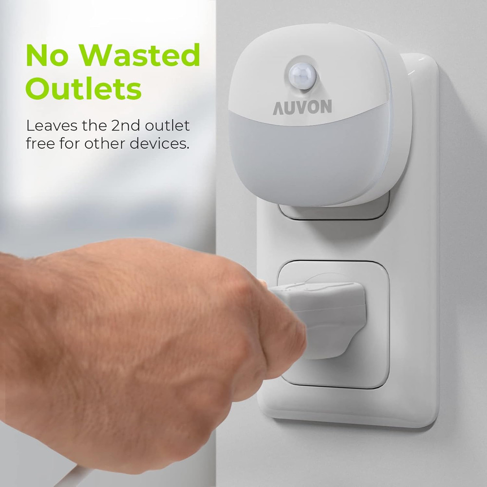 Plug in Night Light with Motion Sensor and Dusk to Dawn Sensor, Mini Warm White