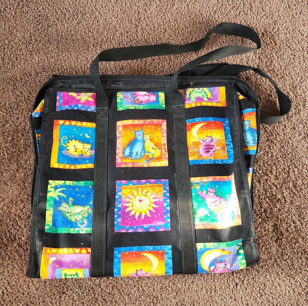 Knitting Storage Bag Cute Cat Pattern Lots Of Pockets
