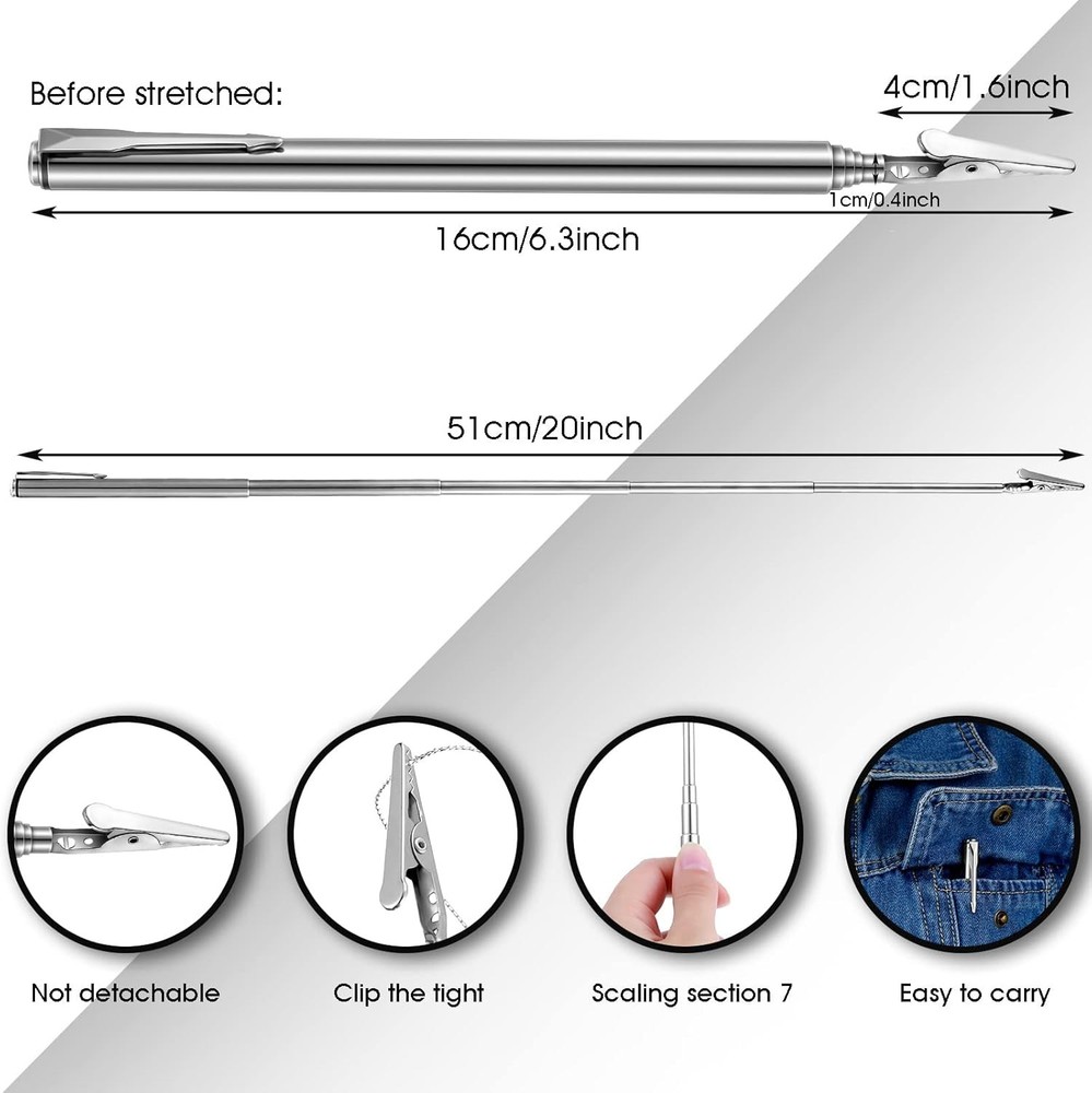 Teling 4 Pieces Telescoping Alligator Clip Extendable Bracelet Helper Tool