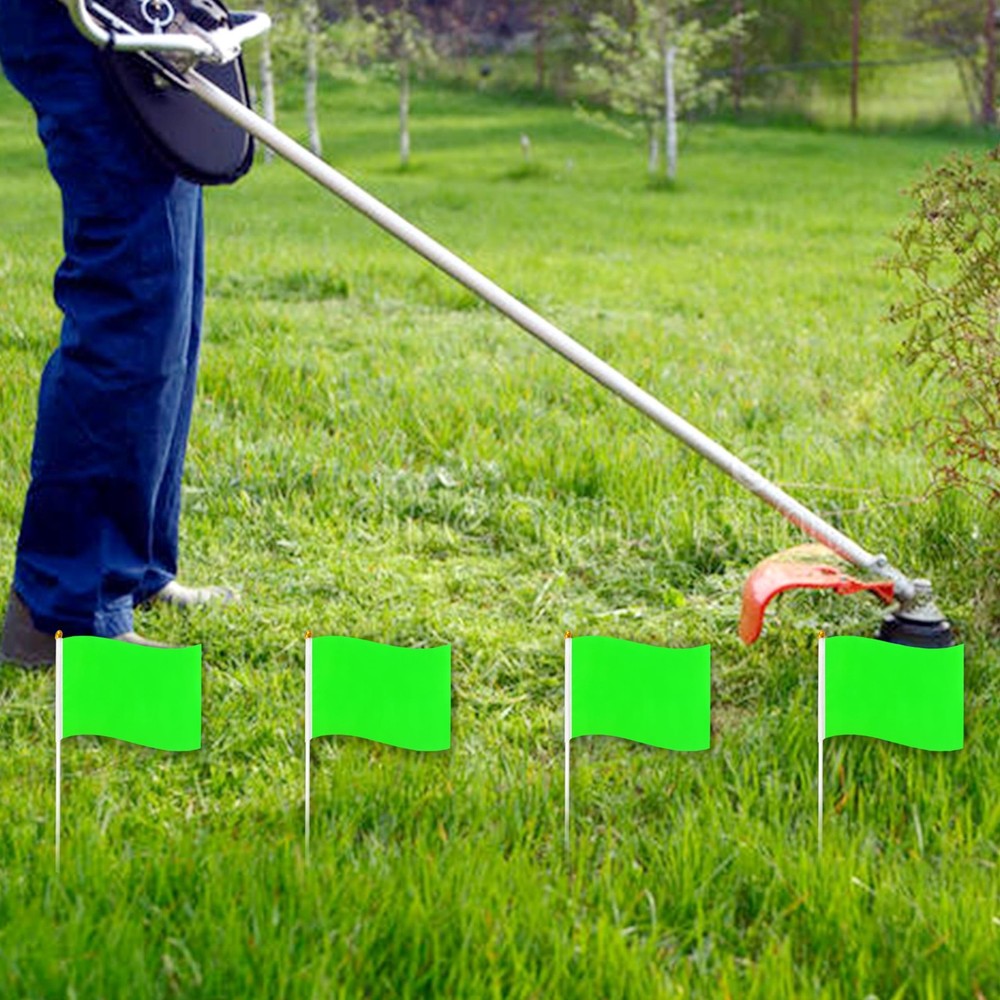 KERDA 25 Pack Solid Green Flags Small Mini Green DIY Graffiti Flags on Stick,...