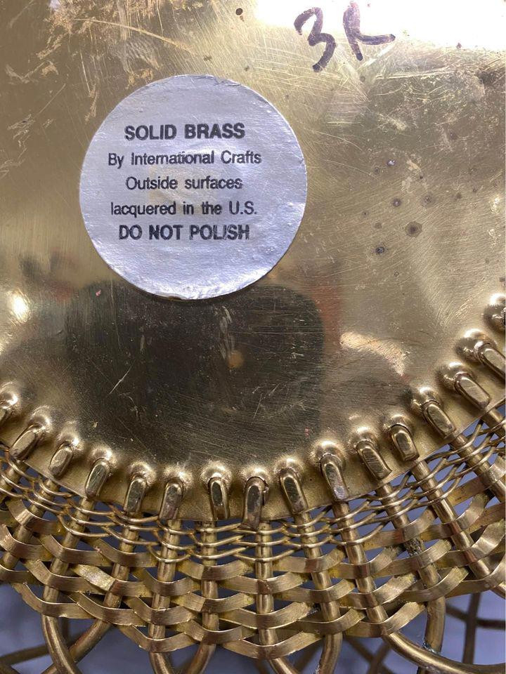 Vintage Solid 9” Brass Metal Basket with Handle 224