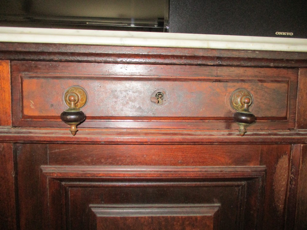 Walnut Victorian Marble Top Sideboard