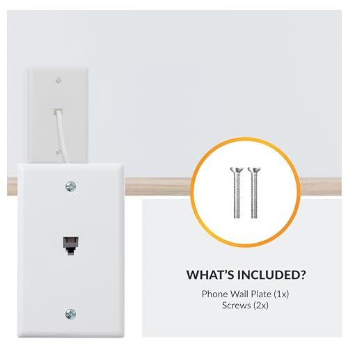 Newhouse Hardware Surface Phone Jack Plate White 1-Pack