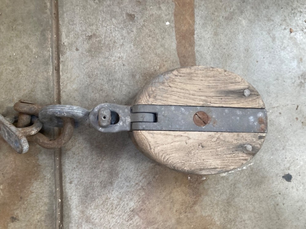 Large Heavy Antique Block & Tackle