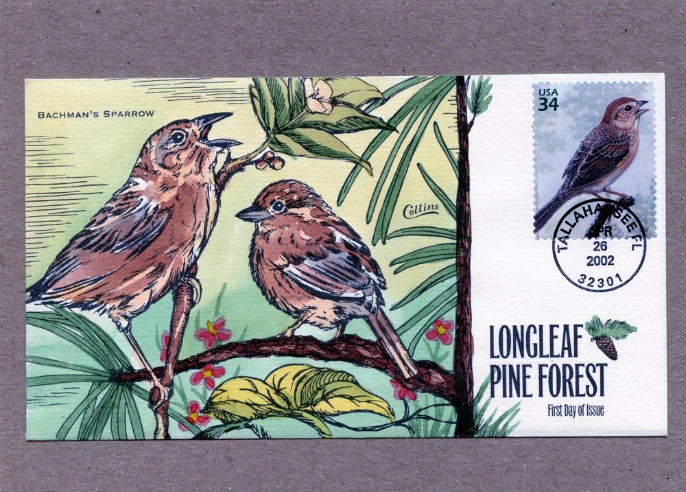 WWLF COLLINS FDC COVER LONGLEAF PINE FOREST  # 3611A  BACHMANS SPARROW
