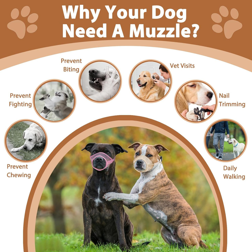 Dog Muzzle Suits for Small Medium Large Dogs, Mesh Muzzle anti Biting Chewing, B