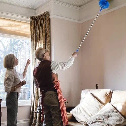 Cobweb Duster with Extension Pole,Spider Web Remover 2PCS Cob Web Duster 15-100