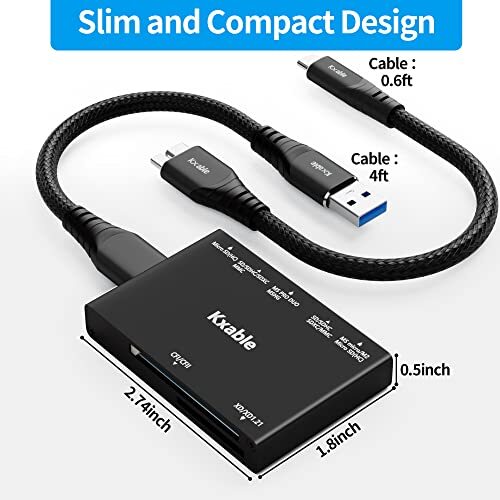 SD Card Reader 7 in 1, USB 3.0 Memory Card Reader/Writer 5Gbps, for SD/Micro