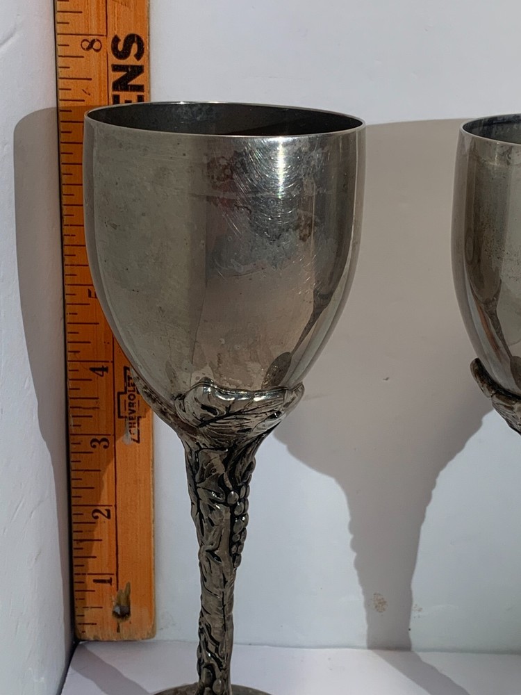 Godinger Silverplate Goblets, Grapes, READ