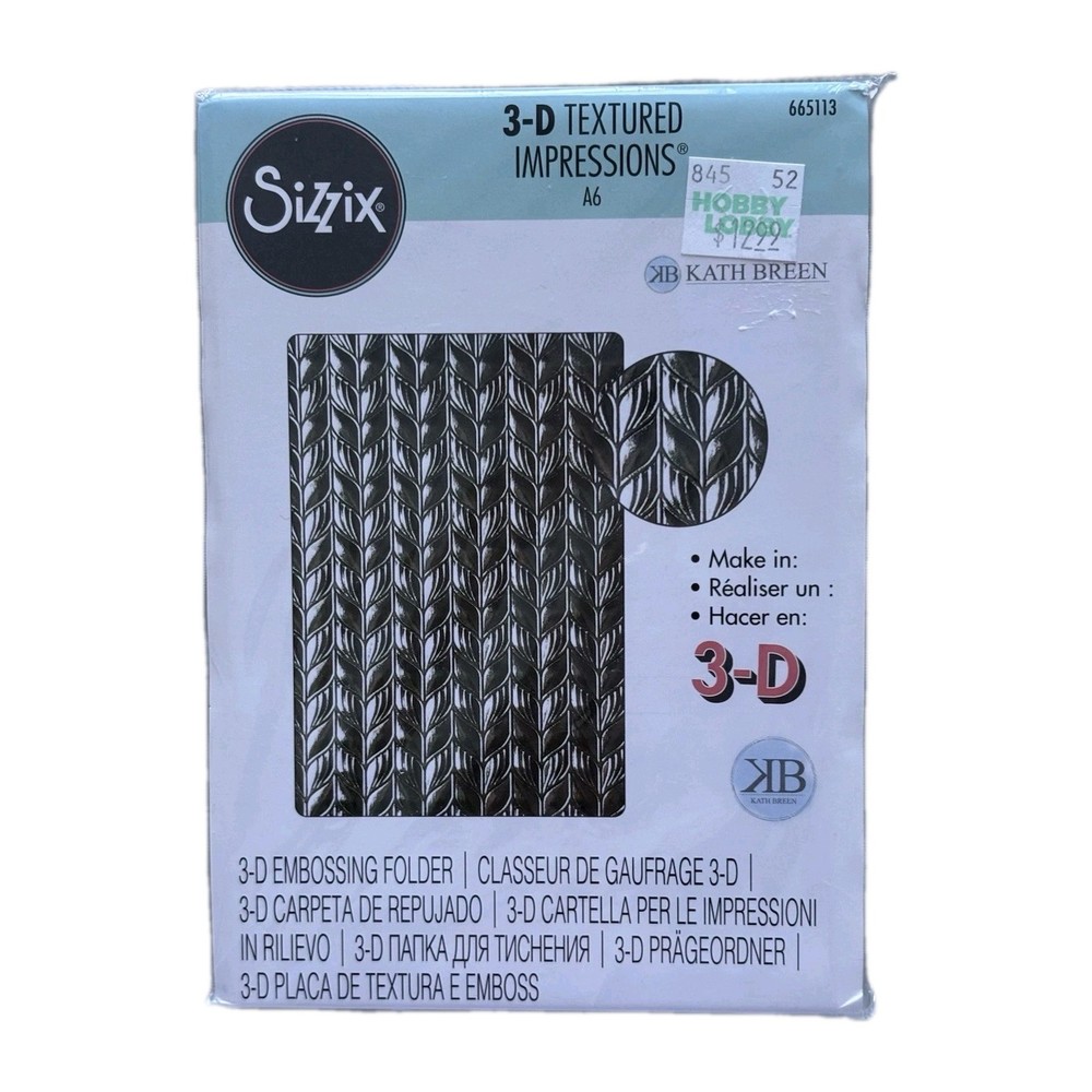 Sizzix 3 D Embossing Folder- TEXTURED IMPRESSIONS- NEW