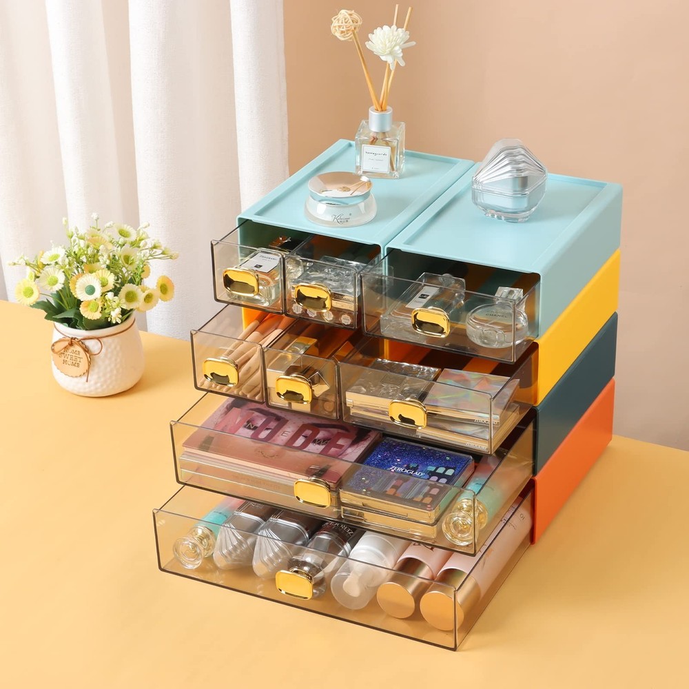 Spacious Desktop Storage Box, 2 Large Storage Drawers, Stackable Office Desk ...