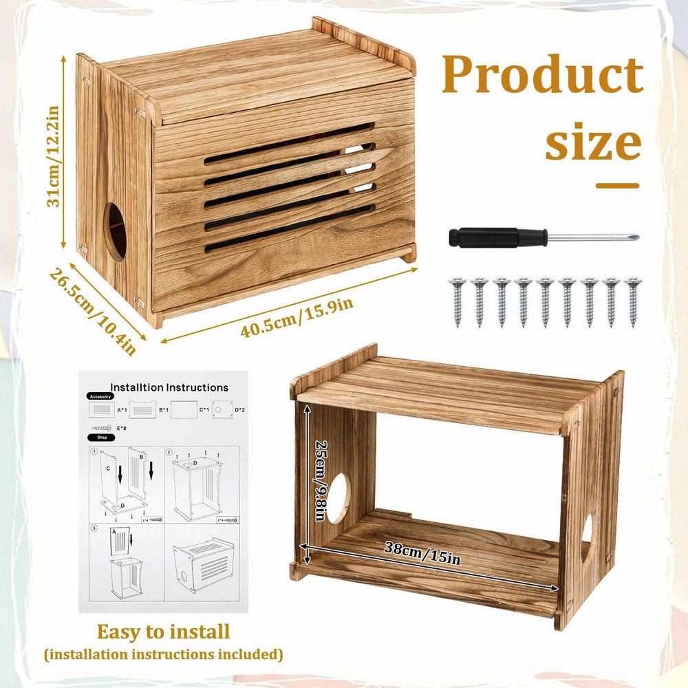 Router Shelf Solid Wood Router Storage Box Projector Stand Need Assembly Mode...