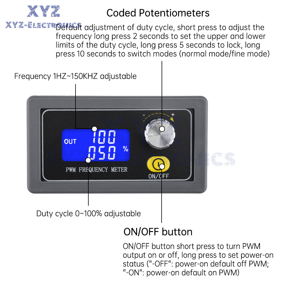 Signal Generator Module Adjustable PWM Pulse Frequency Duty Cycle Square Wave