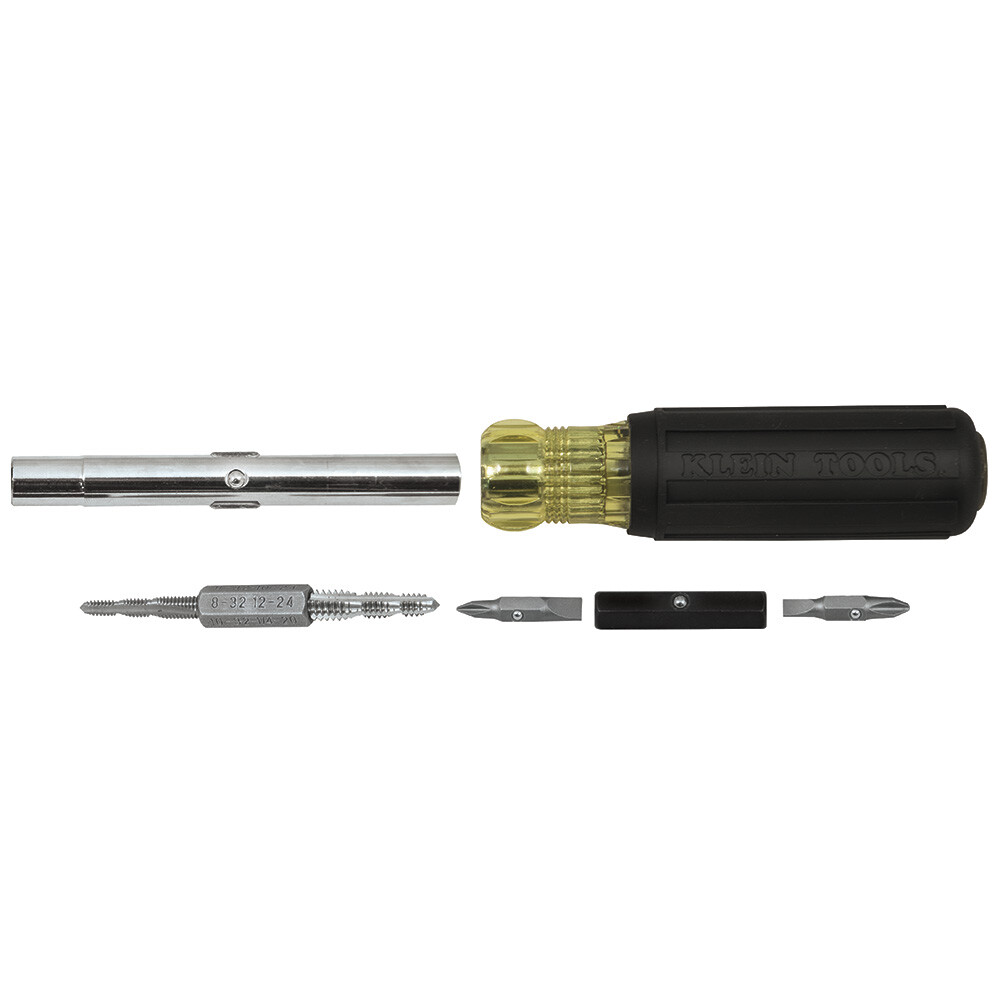 Klein Tools 32517 Multi-Bit Screwdriver / Tap Tool with 6 Common Tap Sizes