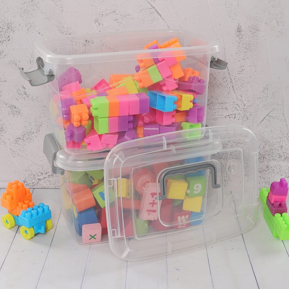 Doryh 5 L Plastic Lidded Storage Bin, 6 Pack Clear Latch Container Box with Hand