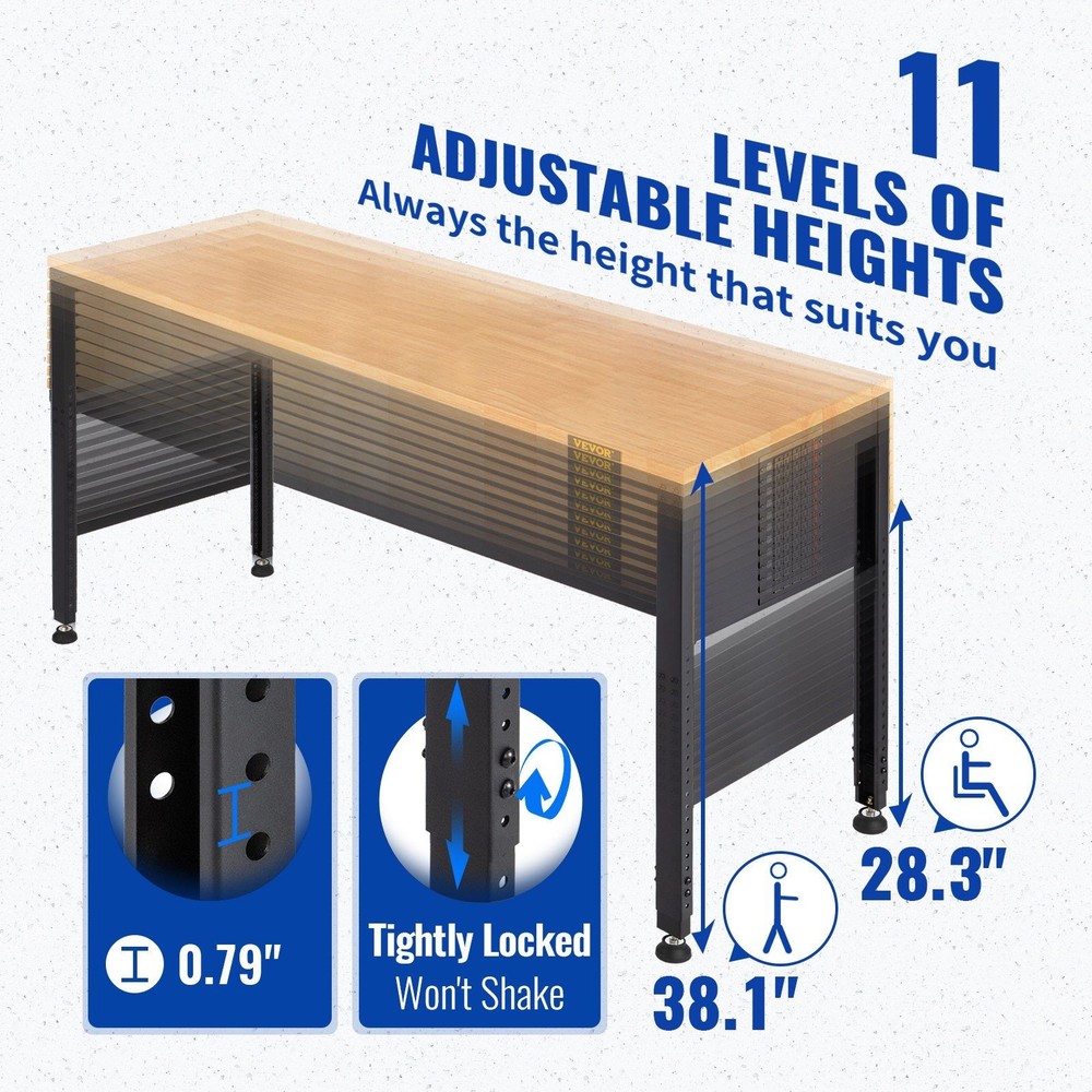 Functional Workbench 48x20in 28.3-38.1in Step 2000lb