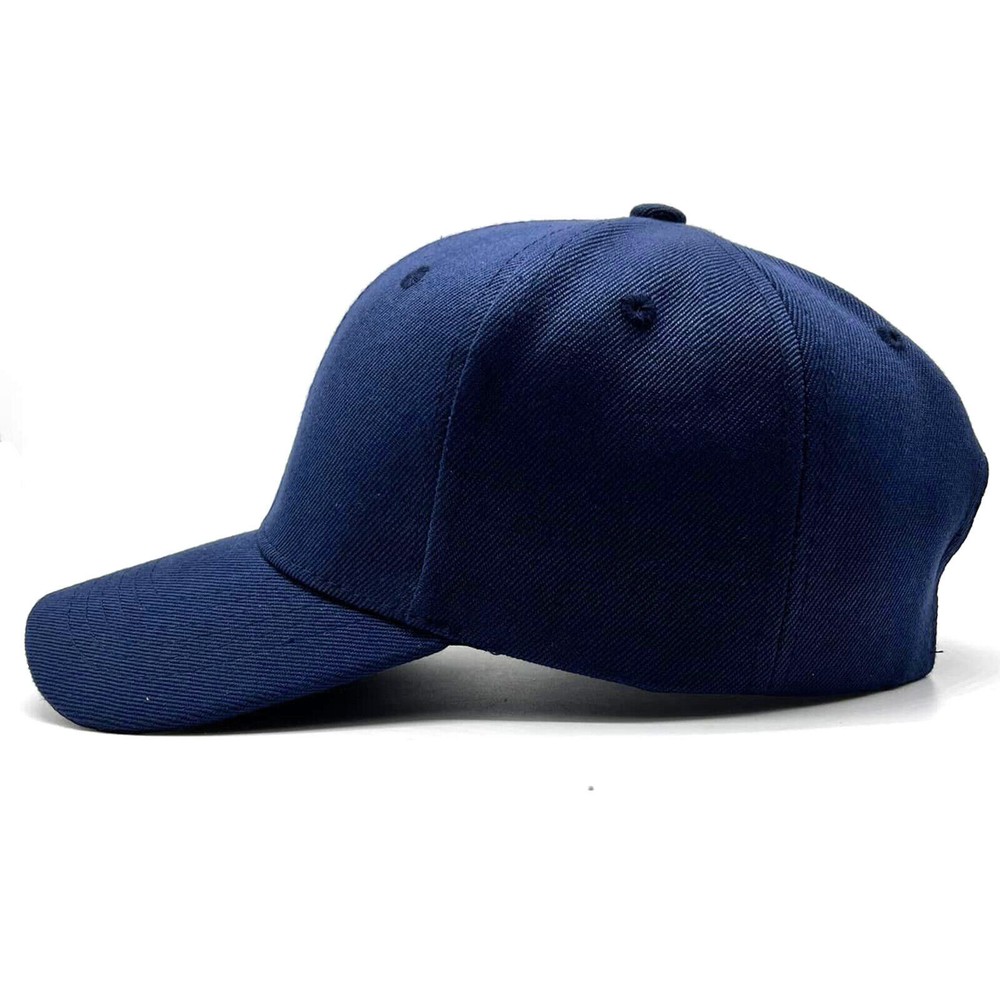 Baseball Cap Plain Kids Boys Solid Hats Curved Visor Hook-N-Loop Adjustable