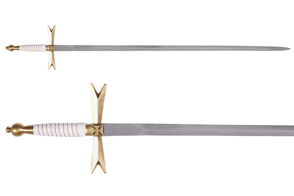White Masonic Sword with Horn Handle and Sheath
