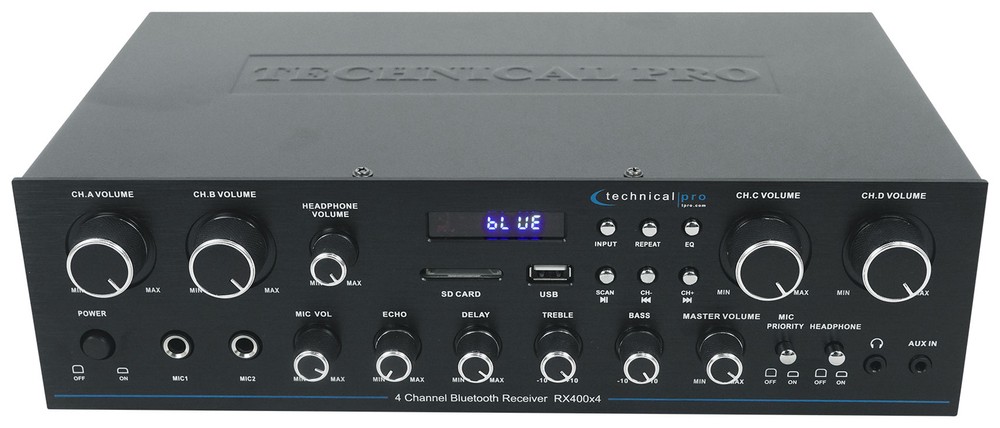 Technical Pro RX4CH Bluetooth Home Receiver Amp+(8) 6.5" Black Ceiling Speakers