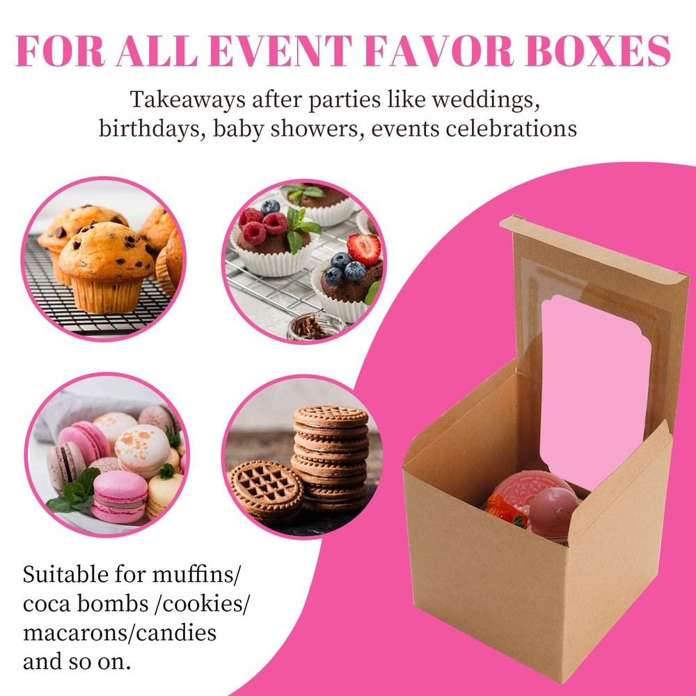 NPLUX 25 Pcs Cupcake Boxes Individual Cupcake Containers Pre-Assembled Single Cu