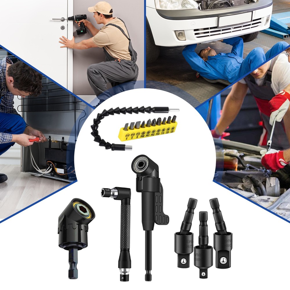 105 Degree Right Angle Drill Socket Adapter Flexible Shaft Extension Bit Drivers