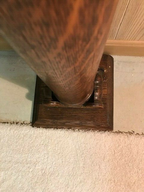 antique architectural solid oak pillar ornate carving on base 53" tall