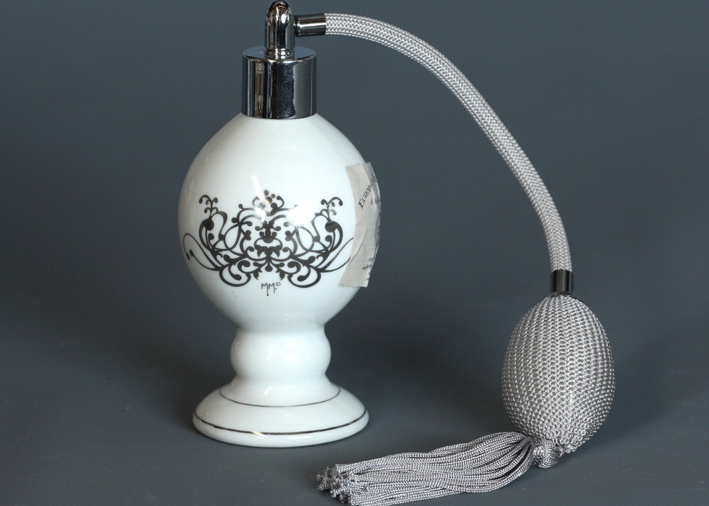 MATHILDE M. WHITE CERAMIC Refillable Empty PERFUME ATOMIZER
