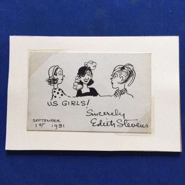 CARTOONIST EDITH STEVENS AUTOGRAPH WITH DRAWING