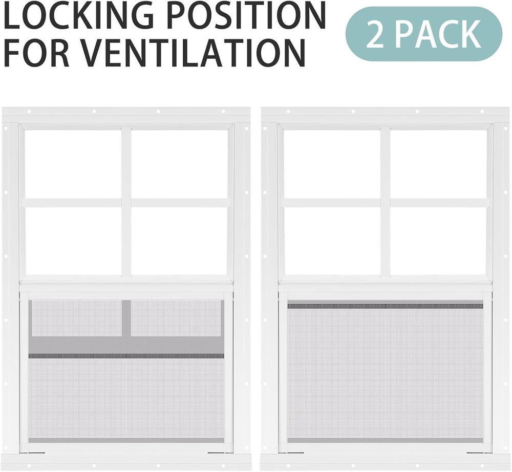 2 Pack 12''x18'' Shed Windows, Small Sliding Windows, White Flush Mount Pack