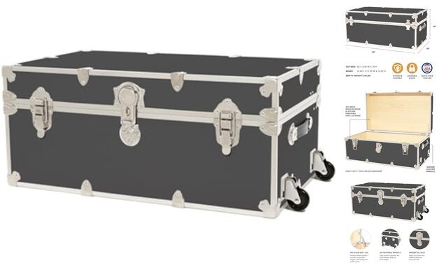 Large Armor Camp Trunk with Removeable Wheels  32" With Removable Wheels Slate