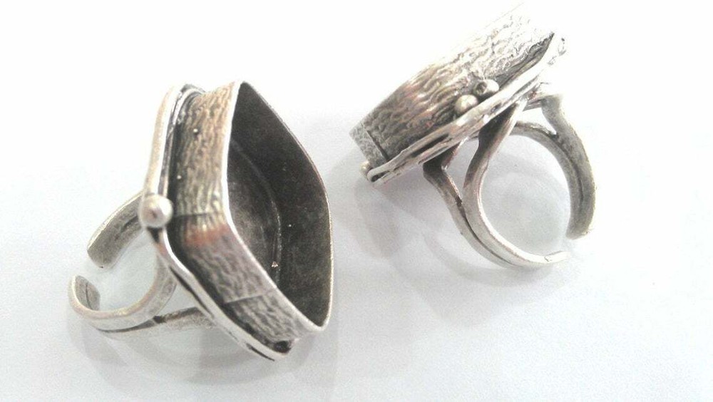 Square Ring Blank Adjustable Base Bezel Setting Antique Silver Brass