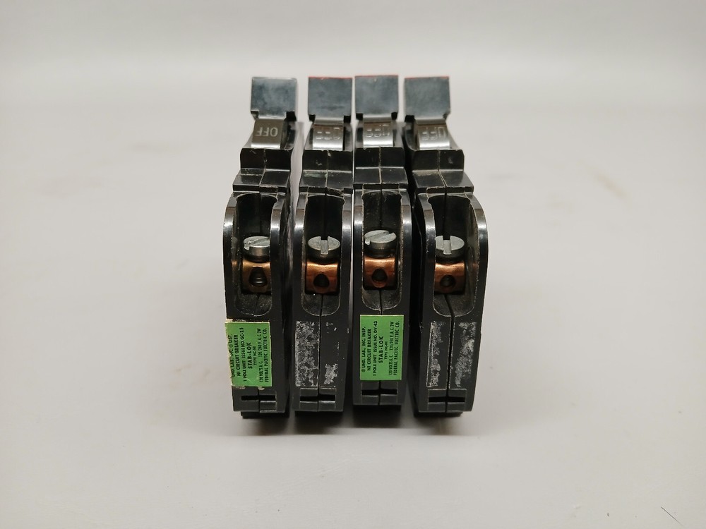 4 - 20 Amp Federal Pacific 1 Pole 1/2" Thin Type NC Breakers