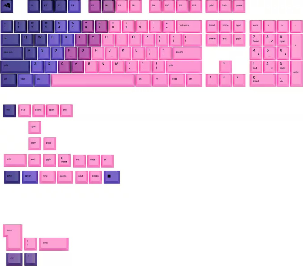Glorious - GPBT Gradient Universal Keycap Set Compatible with Most 100% 85% 8...