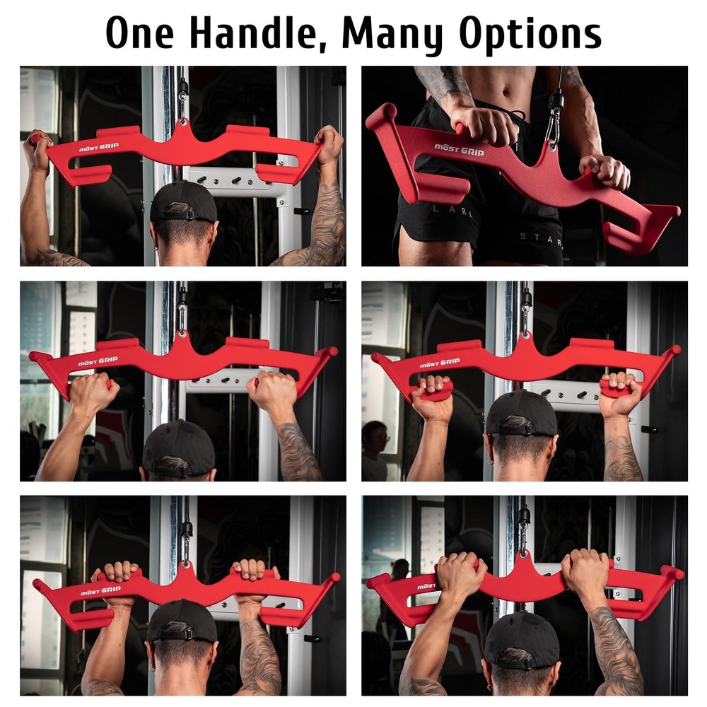 MOST GRIP LAT Pull Down Bars Set, Triangular Stability Pulldown Ruby Red