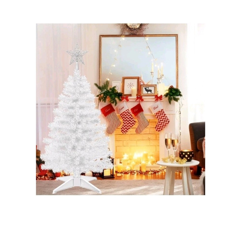 3 Ft White Artificial Christmas Tree for Tabletop Foldable Tree with 4-Leg s15