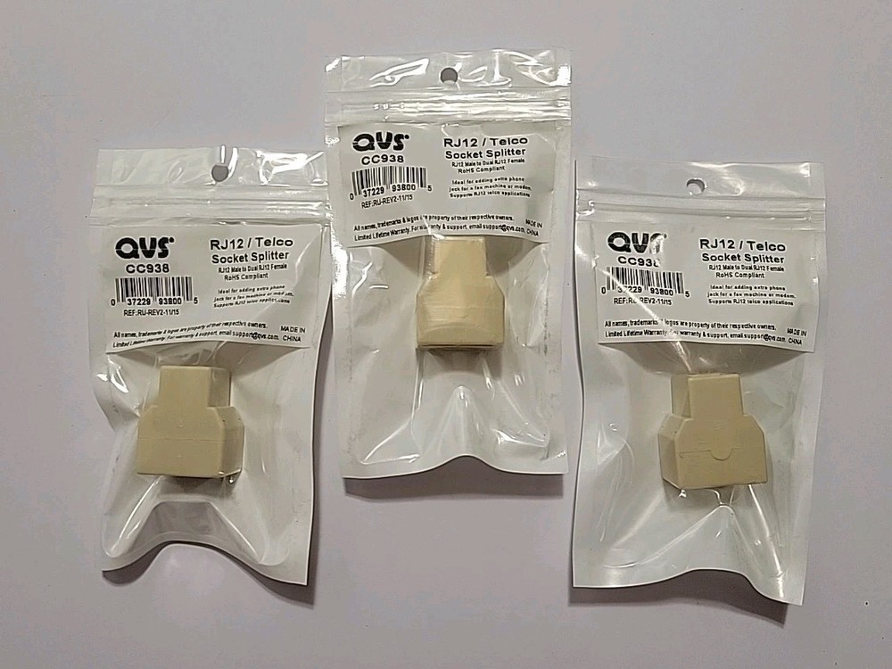 3 Pack Telco socket splitters RJ12