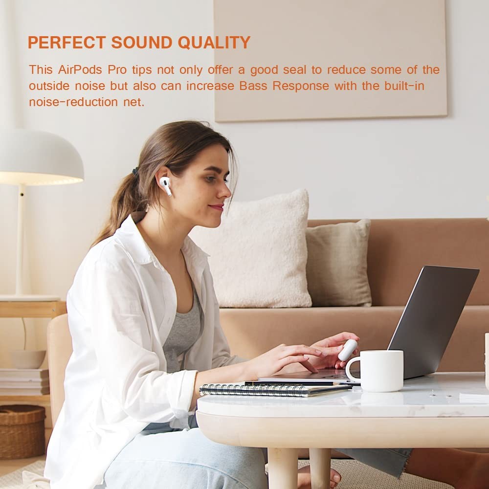 Replacement Ear Tips for AirPods Pro with Noise Reduction Hole, White