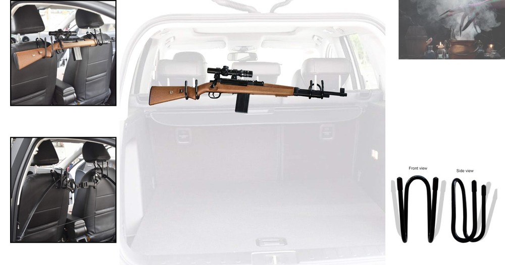 Adjustable Seat Back Gun Rack and Bow Holder for Secure Vehicle Storage