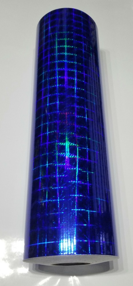 Royal Blue Plaid Pattern Holographic Diffractive Sign Vinyl 24" x 6 ft Roll