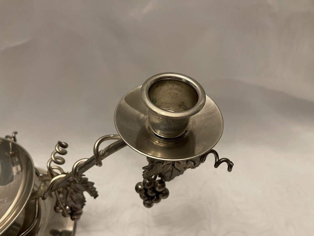 Vintage Studio Silver Smiths Silver Plated Grapevine Three Candle Holder 6 1/2H