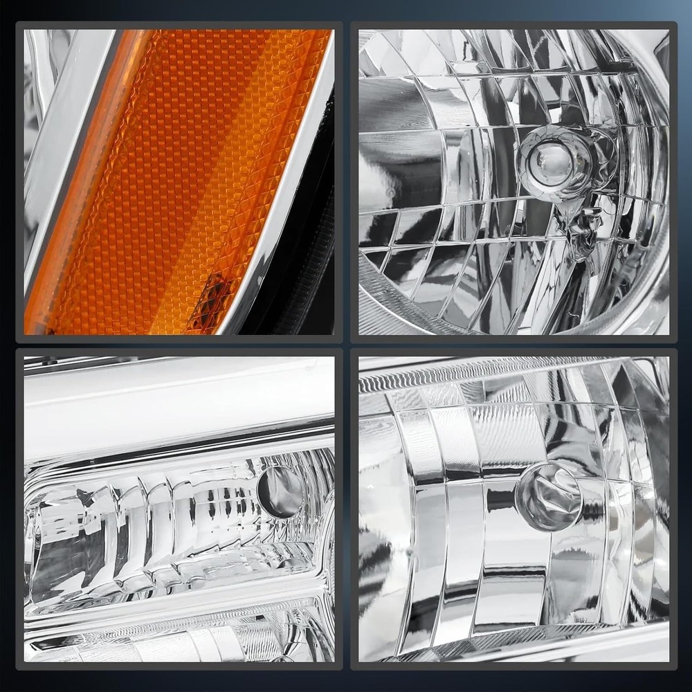 Honda Pilot 2012-15 Headlight Set Halogen Chrome Amber Replacement Kit