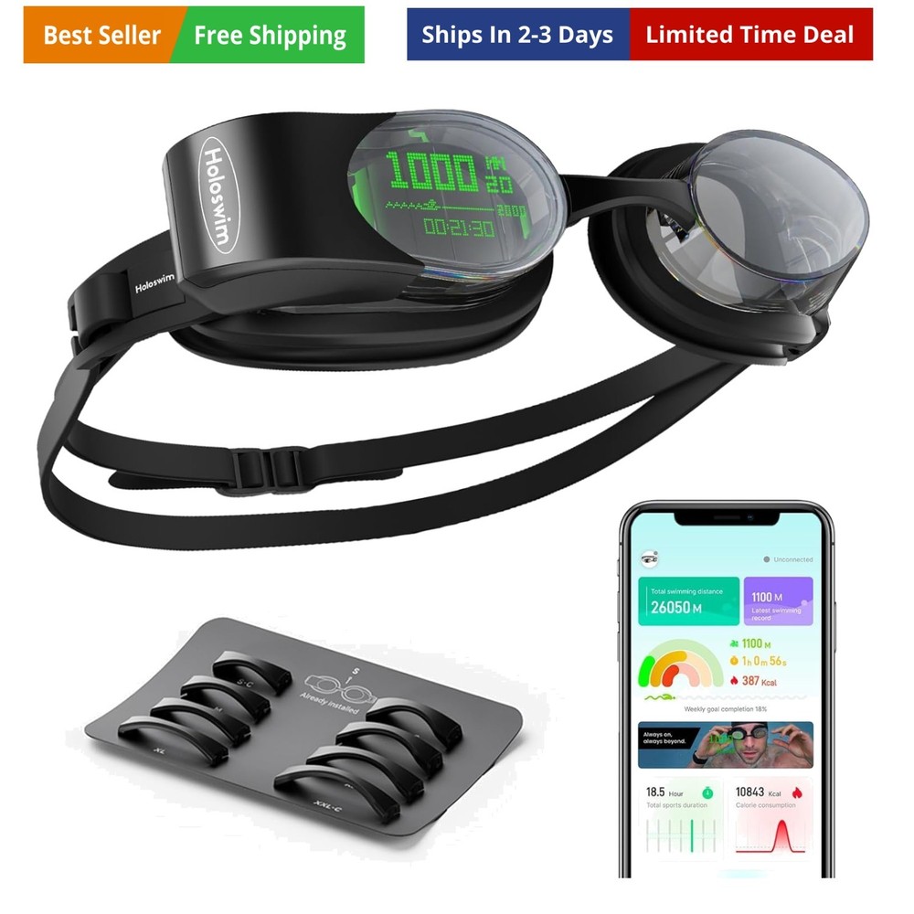 Smart Swim Goggles 2PRO, AR Real-Time Display, Data Tracking & Training Plans...
