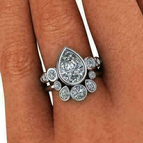 Vintage Style Lab-Created 3.10 Ct Diamond Wedding Ring Set 925 Sterling Silver