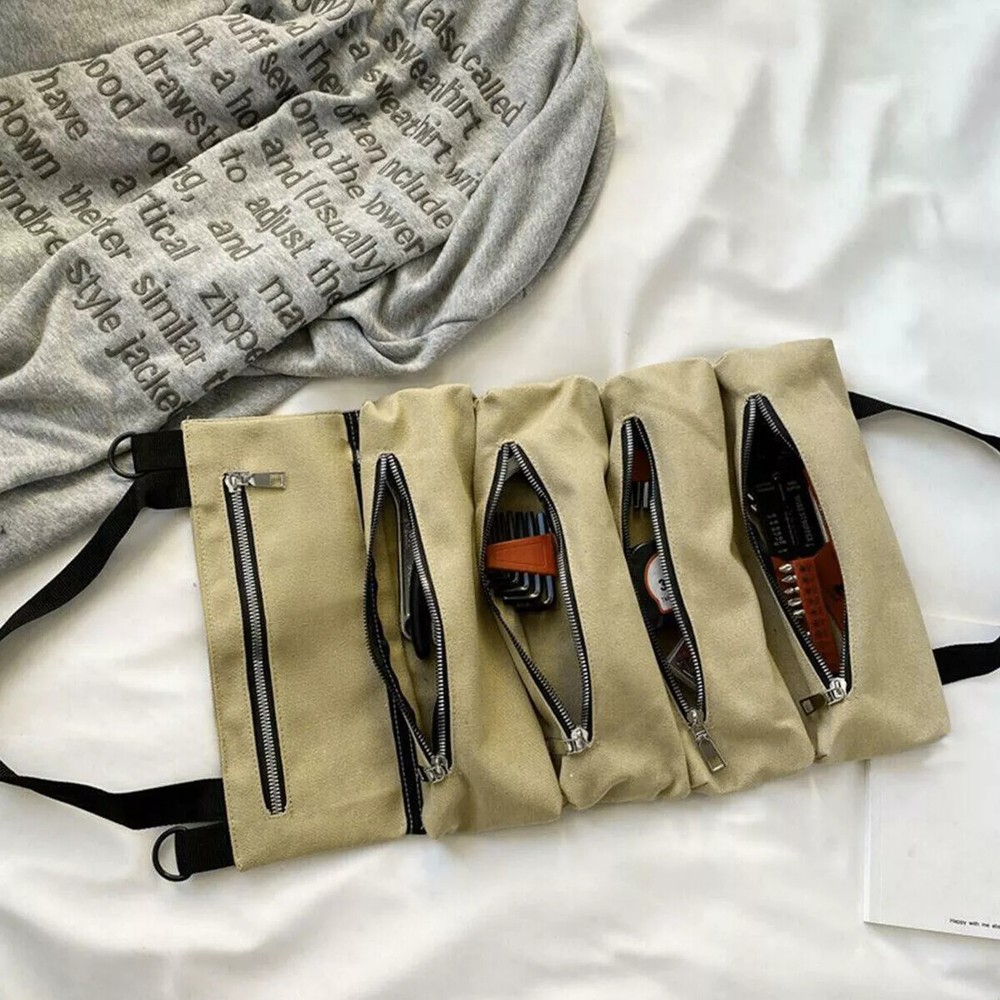 Roll Tool Waterproof Multi-Purpose Tool Roll Up Bag Wrench Pouch Hanging Carrier