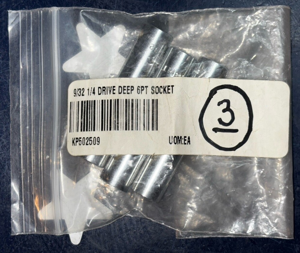 Three Wright Tool 9/32" Deep Socket 6pt 6 Point 1/4” DRIVE #2509 THREE SOCKETS