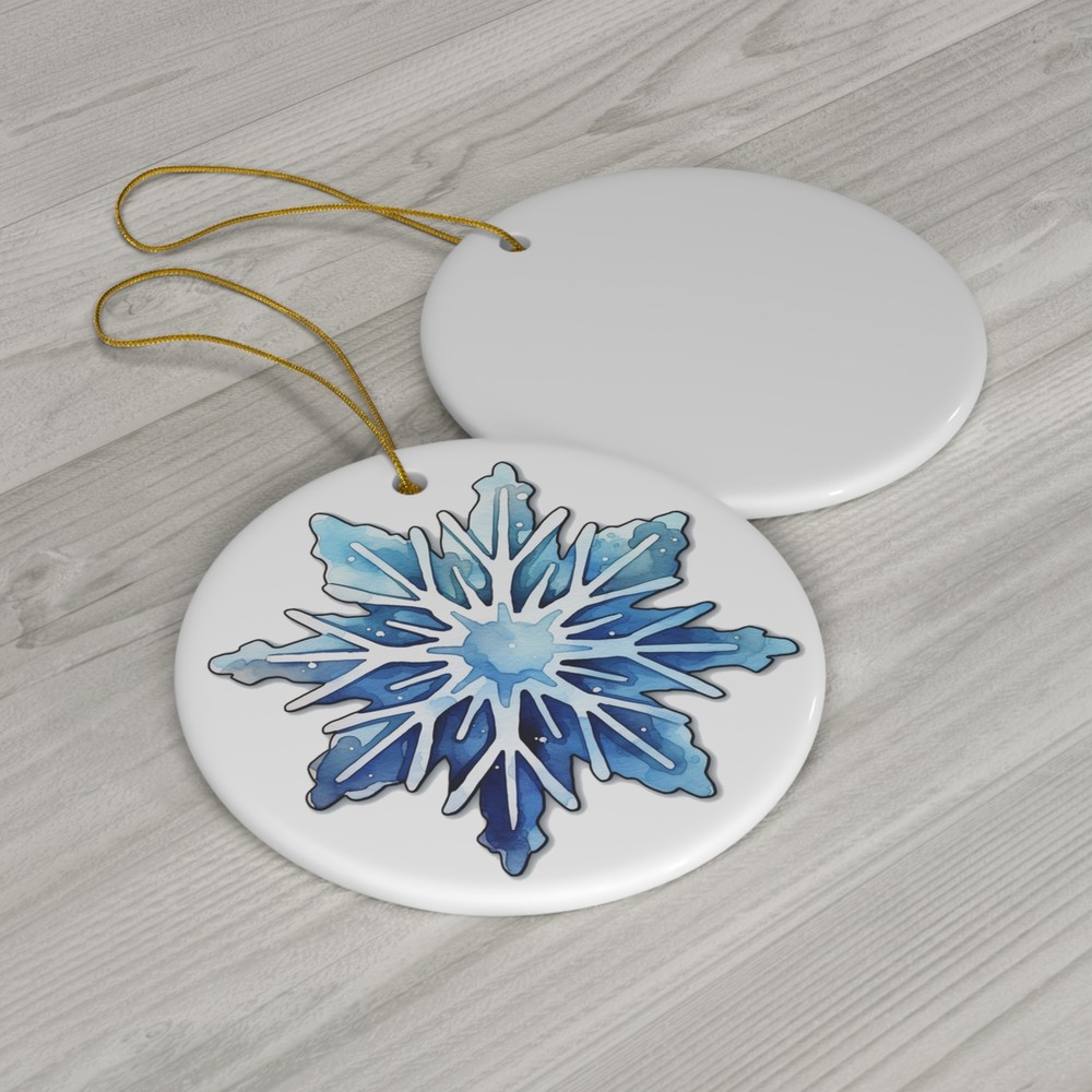 2.75" Round Ceramic Ornament, Snowflake B