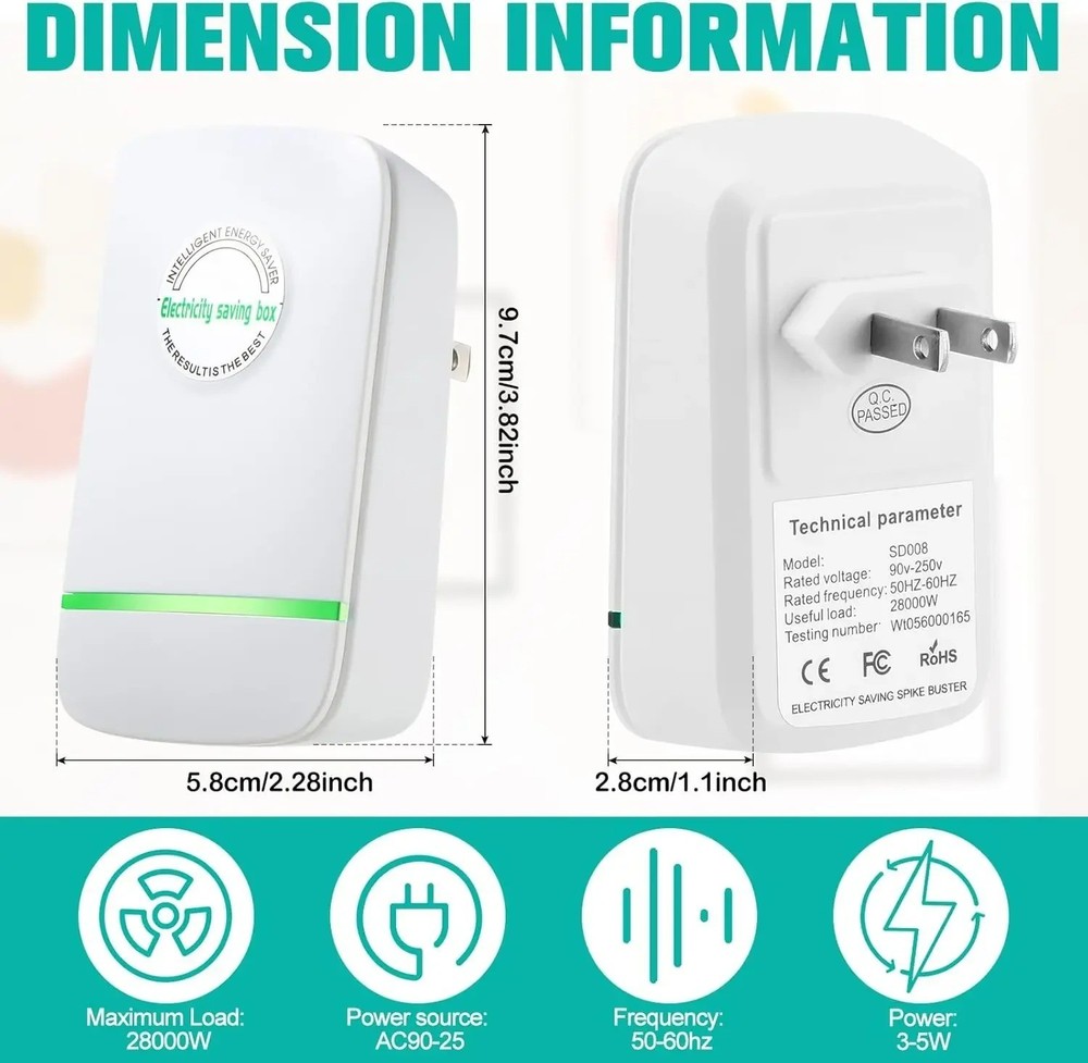 Voltage Stabilizer Power Saver Plug Energy Control Device for Home Office