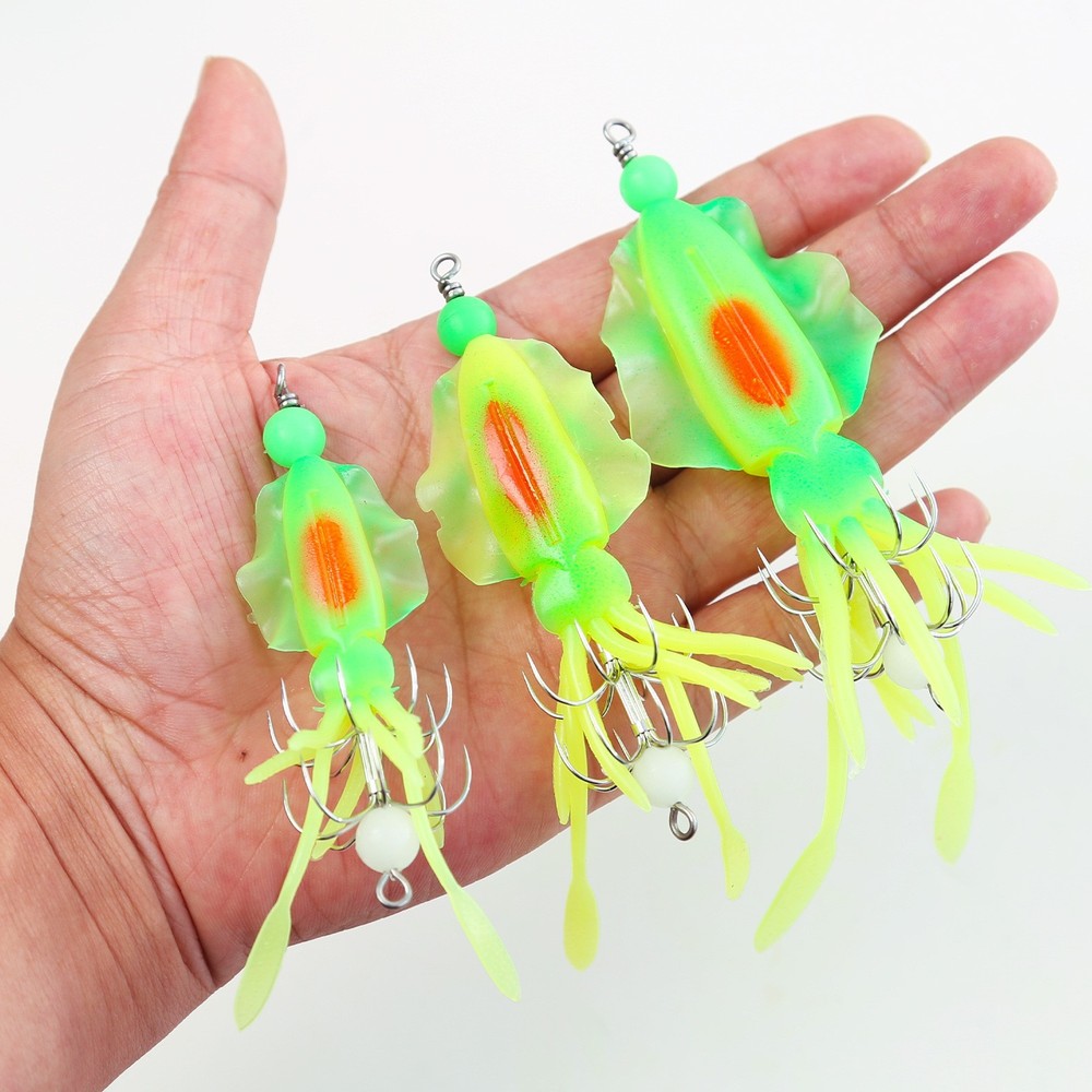 Octopus Squid Shaped Glow Lure with Realistic Flowing Tentacles Design