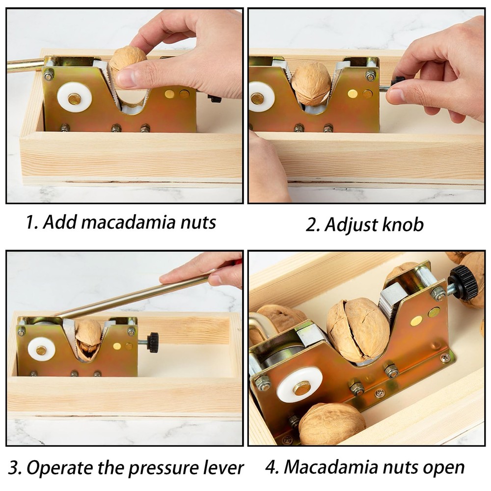 Nutcracker Tool Heavy Duty Nut Cracker With Wooden Base Adjustable Nut Tongs Man