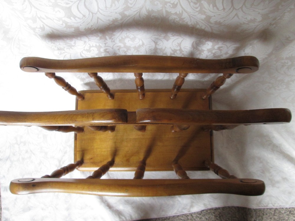 Vintage solid Maple wood magazine rack holder mid-century